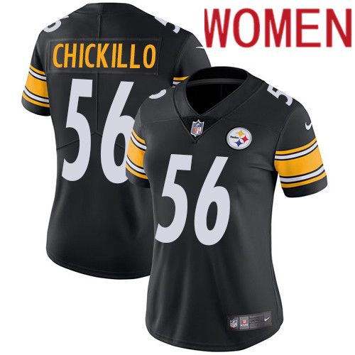 Cheap Women Pittsburgh Steelers 56 Anthony Chickillo Nike Black Vapor Limited NFL Jersey